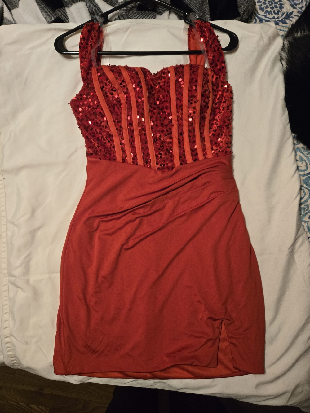 Red Sequin Bodice Women's Dress